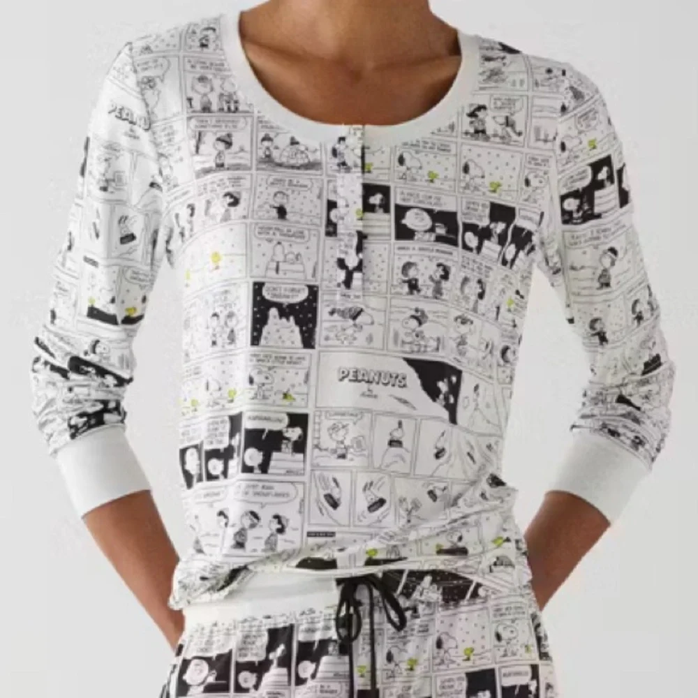 🆕♠️KATE SPADE PEANUTS PRINT HENLEY PJ SET